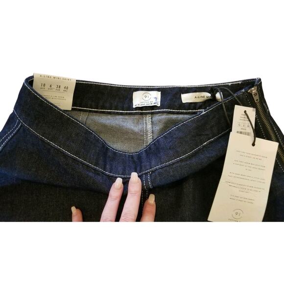 Cotton On Jean Skirt Womens 6 90s Denim A Line Mini Dark Wash Prep Dark Academia - Picture 4 of 5